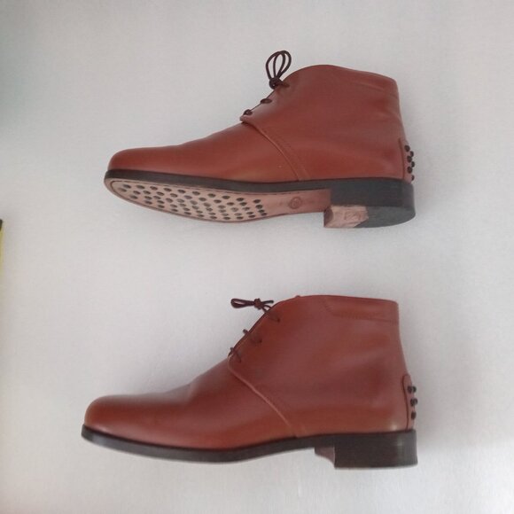 TOD'S Women's Studded Ankle Boots Brown Leather Lace Up Shoes Sz 6.5 - Picture 5 of 8